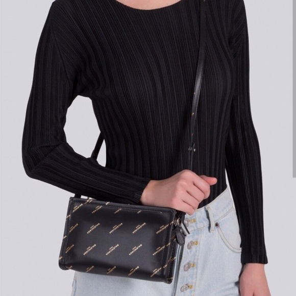 Balenciaga Calfskin Allover Logo Bazar Pochette Crossbody Bag - Picture 5 of 5